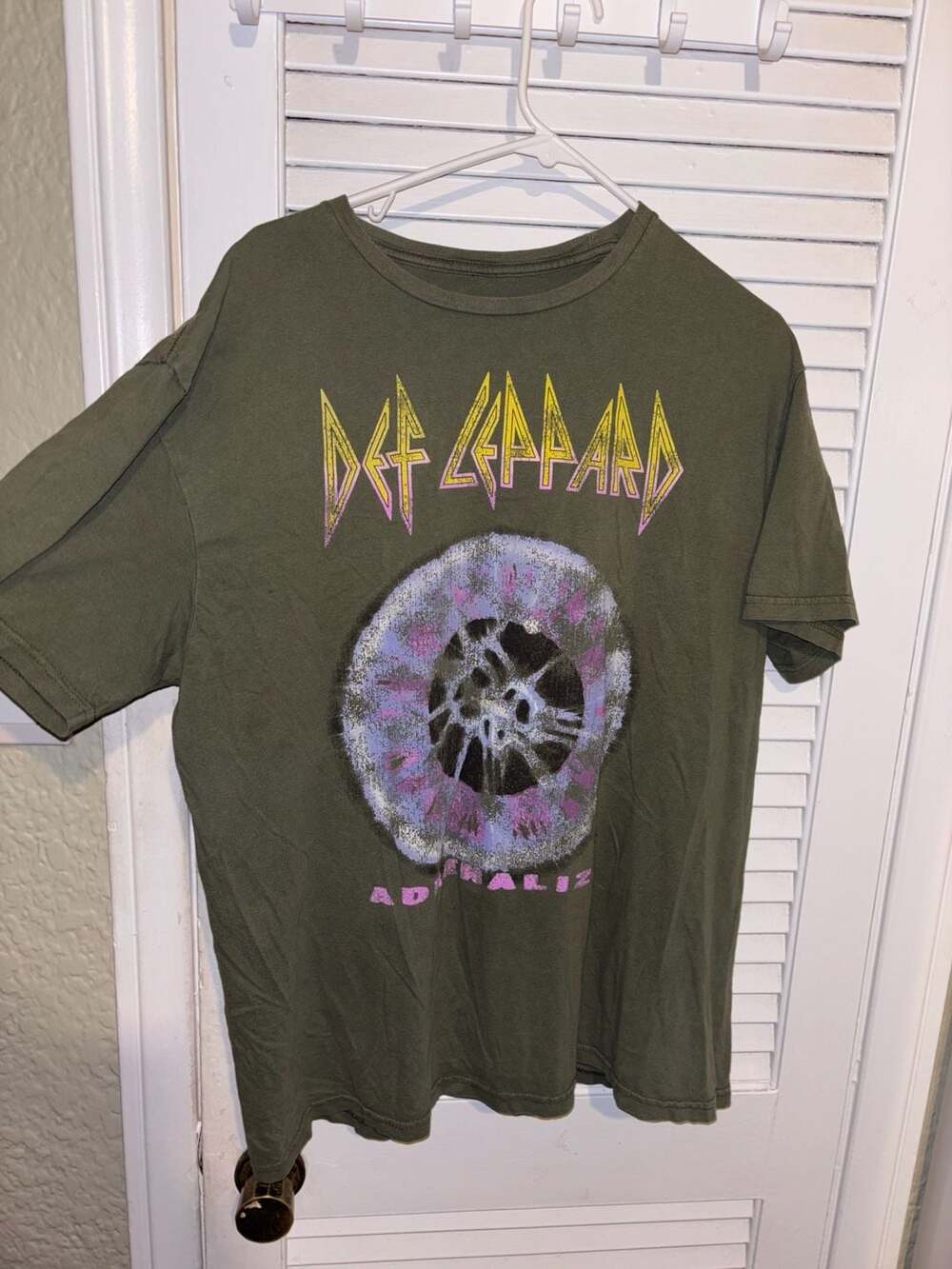 Def Leppard Adrenalize T-Shirt Size XL Green Graphic Rock Band